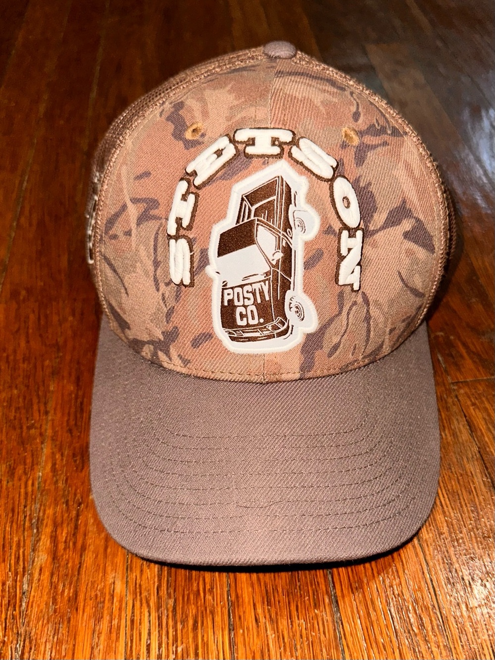 Stetson x Post Malone RARE Camouflage Trucker Hat Brown Tan Adjustable Snap Men